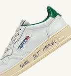 MEDALIST LOW IN PELLE BIANCA E GREEN JACKET CON LETTERING UOMO