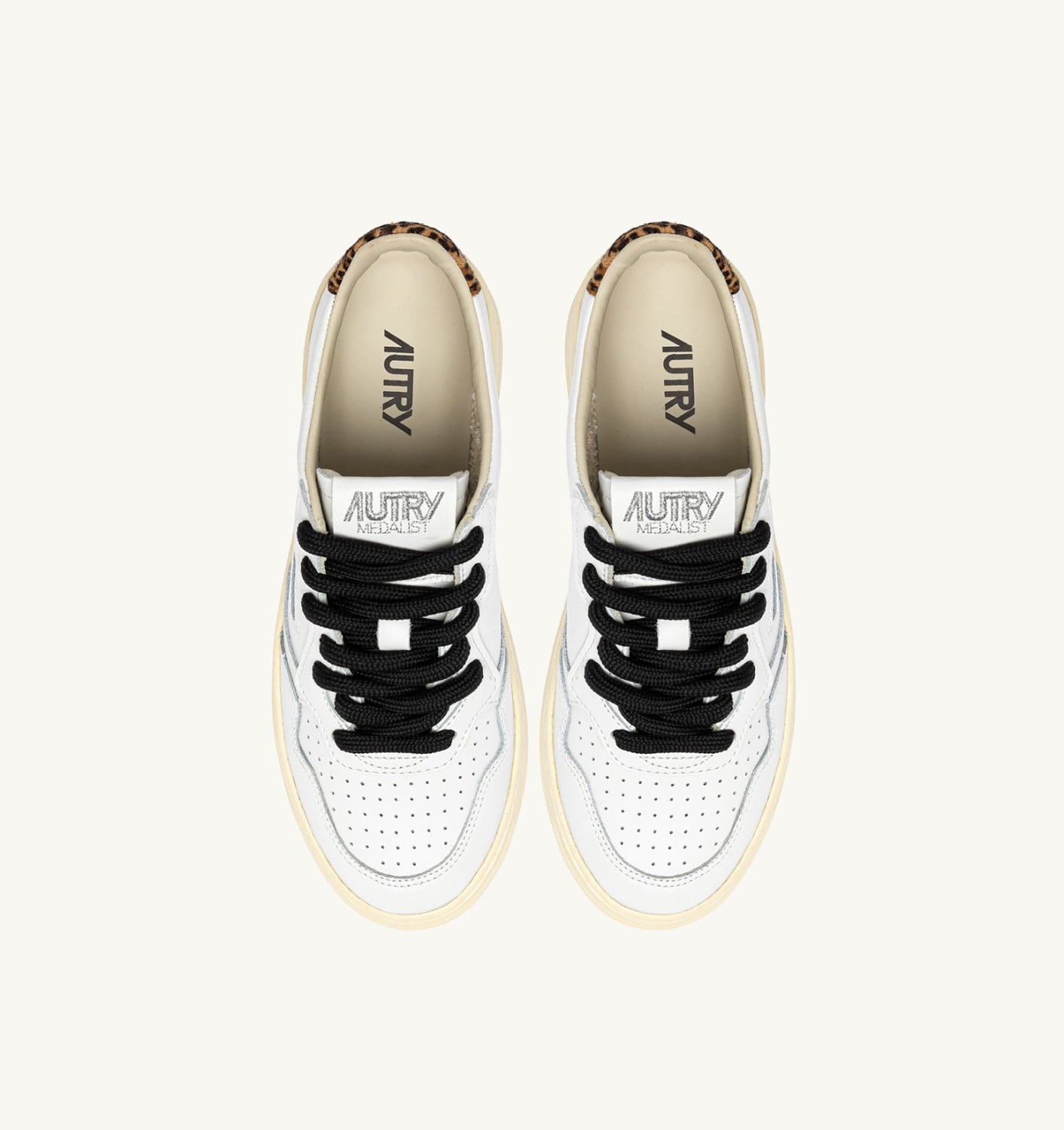 MEDALIST LOW IN PELLE BIANCA E LEOPARD