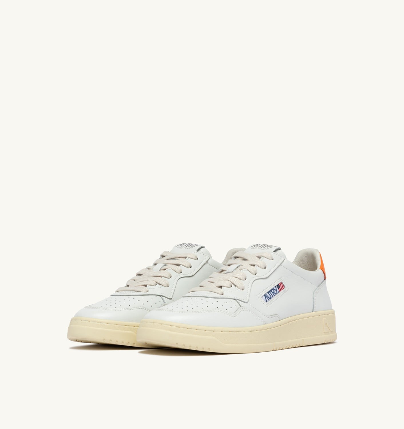MEDALIST LOW IN PELLE BIANCA E PARSIMMON ORANGE