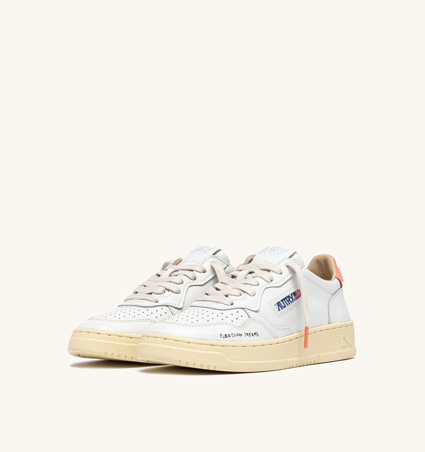 MEDALIST LOW IN PELLE BIANCA E PEACH PINK