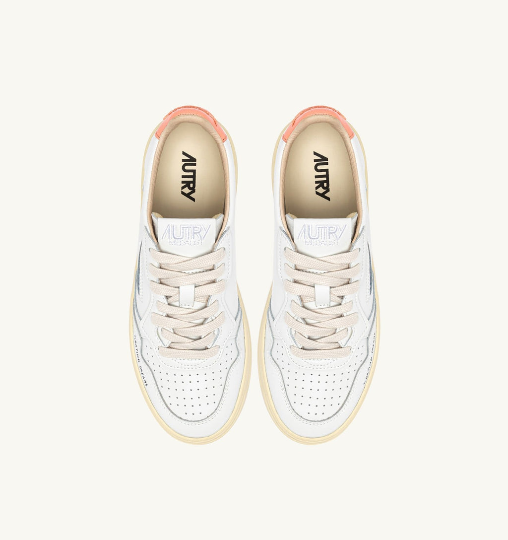 MEDALIST LOW IN PELLE BIANCA E PEACH PINK