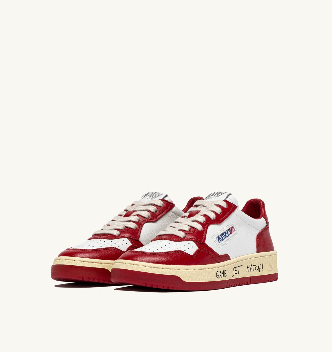 MEDALIST LOW IN PELLE BIANCA E ROSSA CON LETTERING DONNA