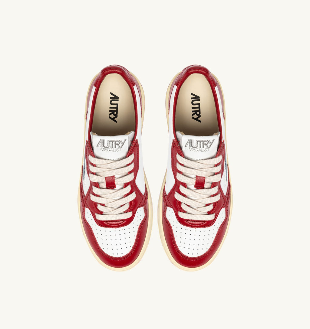 MEDALIST LOW IN PELLE BIANCA E ROSSA CON LETTERING DONNA
