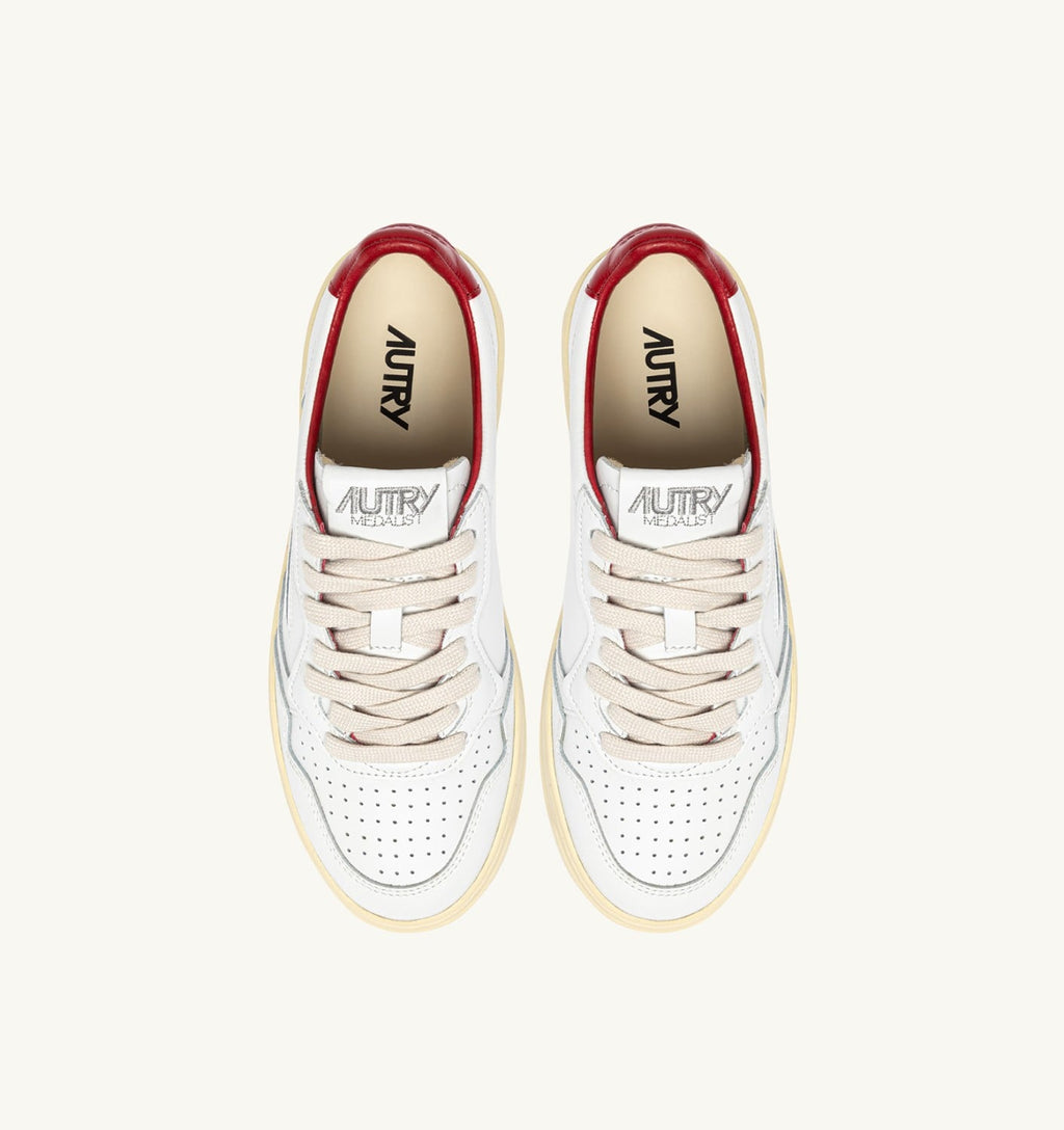 MEDALIST LOW IN PELLE BIANCA E ROSSA CON LETTERING UOMO