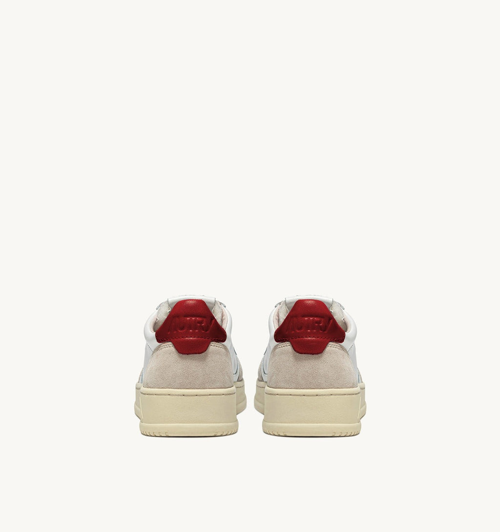 MEDALIST LOW IN PELLE BIANCA E ROSSA E SUEDE BEIGE
