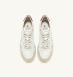 MEDALIST LOW IN PELLE BIANCA E ROSSA E SUEDE BEIGE