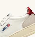 MEDALIST LOW IN PELLE BIANCA E ROSSA E SUEDE BEIGE