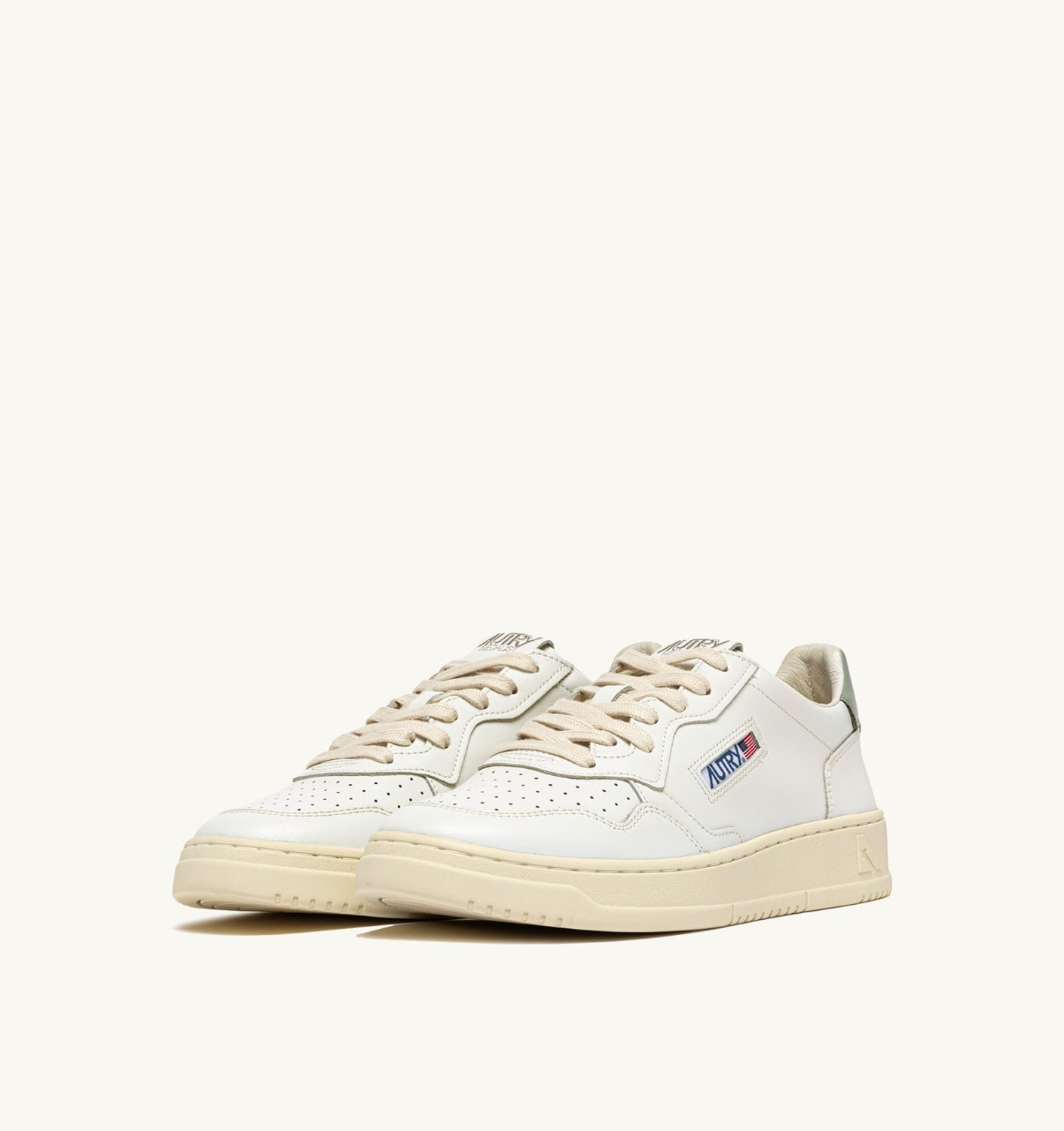 MEDALIST LOW IN PELLE BIANCA E SEA GRASS