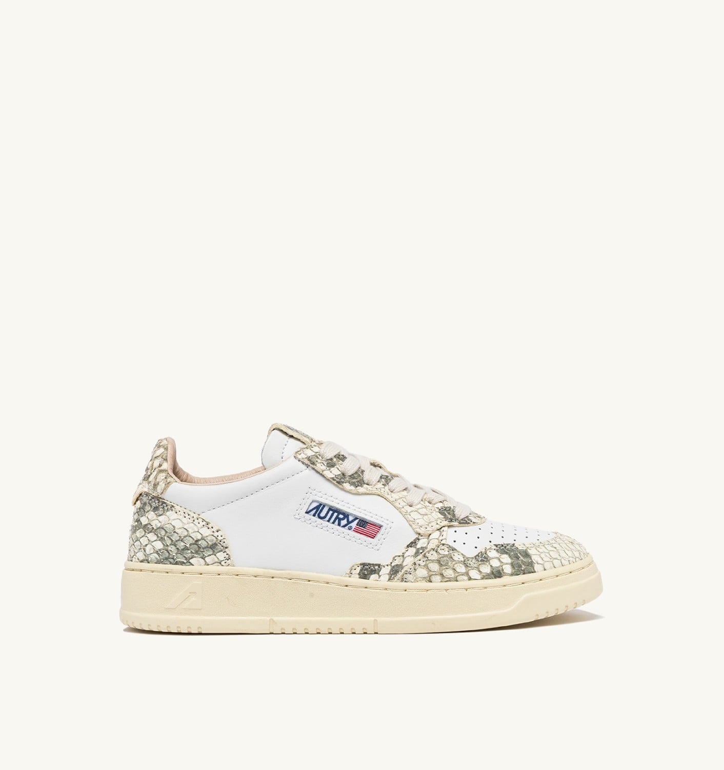 MEDALIST LOW IN PELLE BIANCA CON STAMPA SNAKE DIAMOND