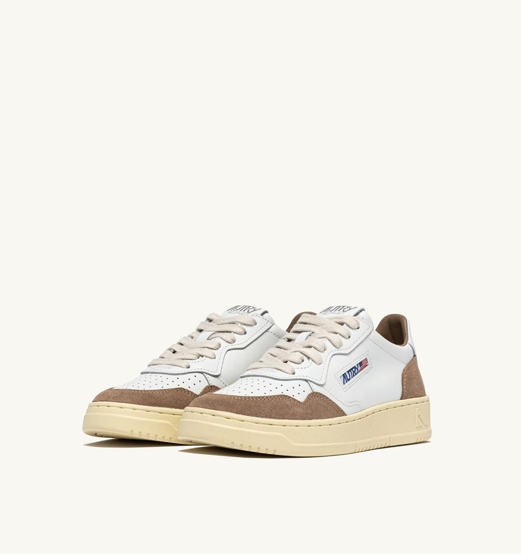 MEDALIST LOW IN PELLE BIANCA E SUEDE ANTILOPE DONNA