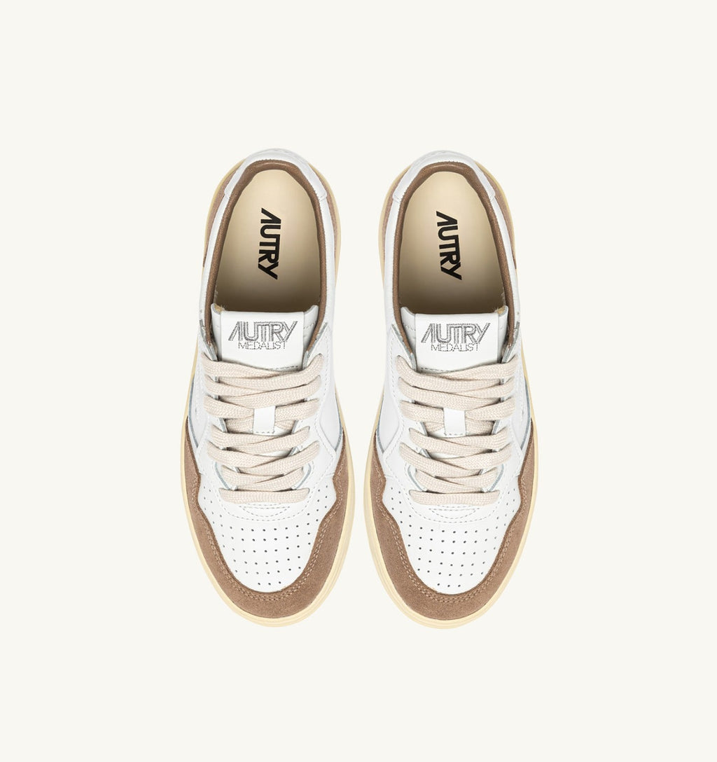 MEDALIST LOW IN PELLE BIANCA E SUEDE ANTILOPE DONNA