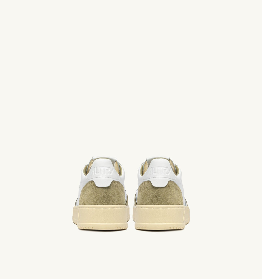 MEDALIST LOW IN PELLE BIANCA E SUEDE GRAY GREEN