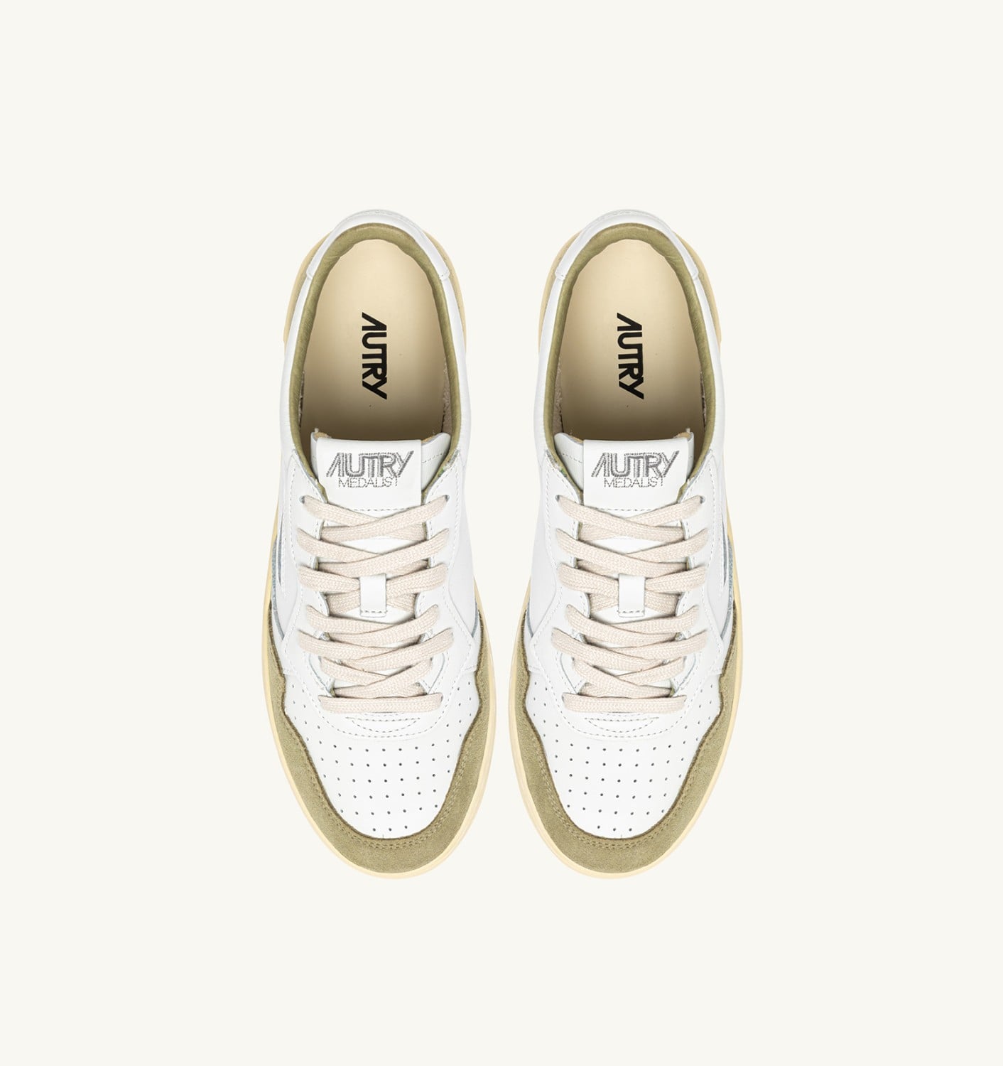 MEDALIST LOW IN PELLE BIANCA E SUEDE GRAY GREEN