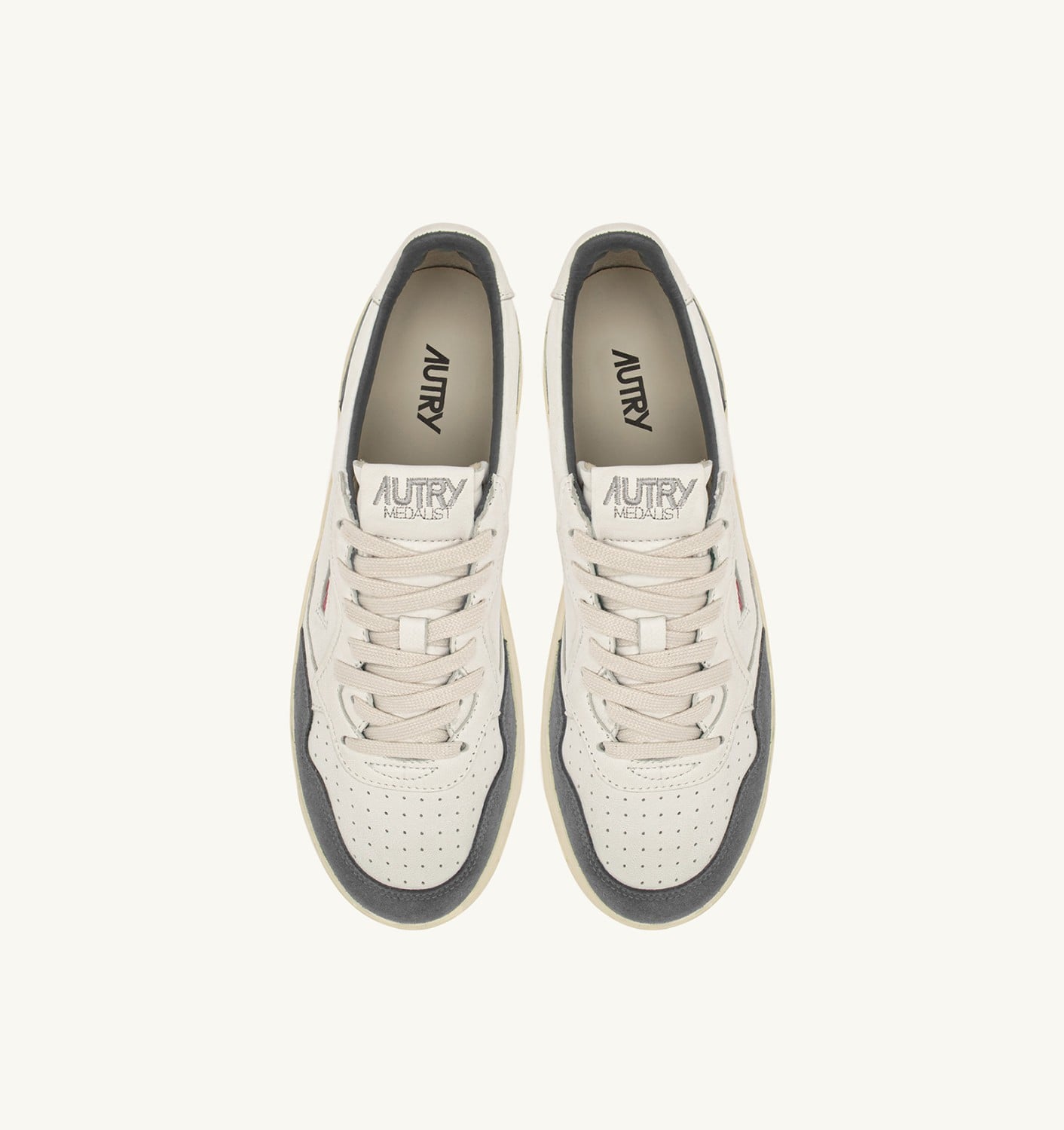 MEDALIST LOW IN NAPPA BIANCA E SUEDE MOREL
