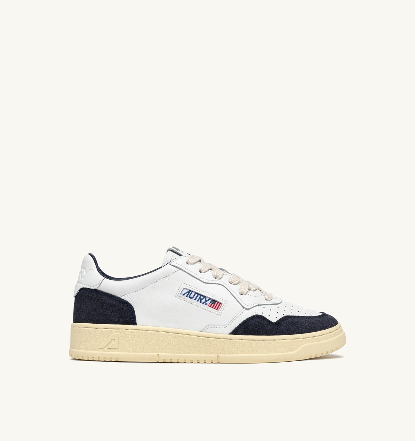MEDALIST LOW IN PELLE BIANCA E SUEDE OCEANO UOMO
