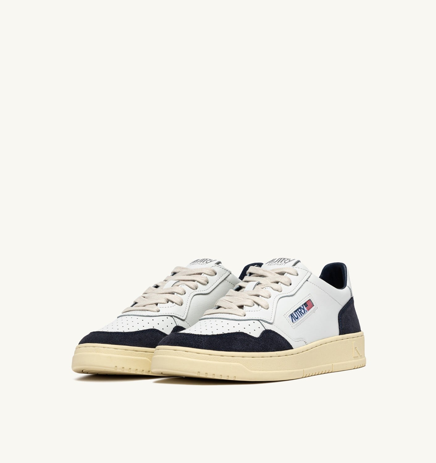 MEDALIST LOW IN PELLE BIANCA E SUEDE OCEANO UOMO