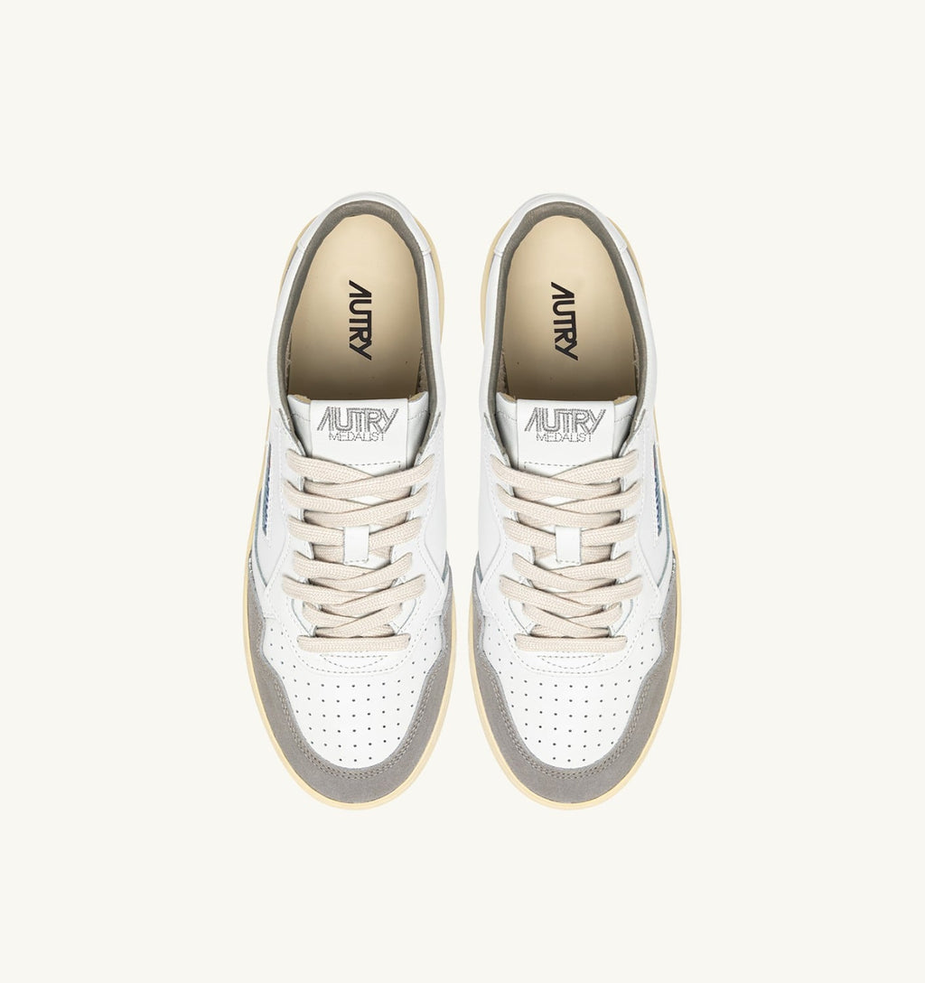 MEDALIST LOW IN PELLE BIANCA E SUEDE VAPOR UOMO