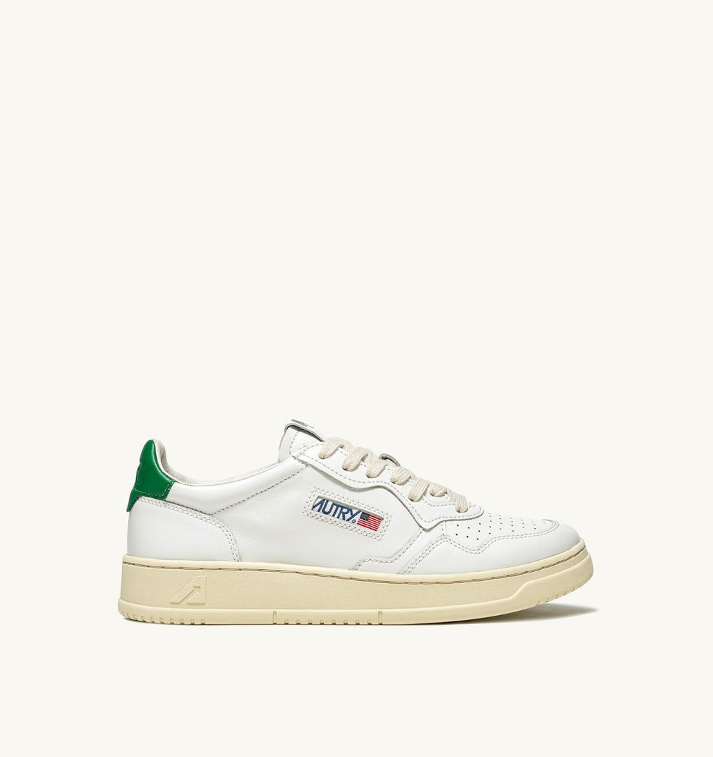 MEDALIST LOW IN PELLE BIANCA E VERDE