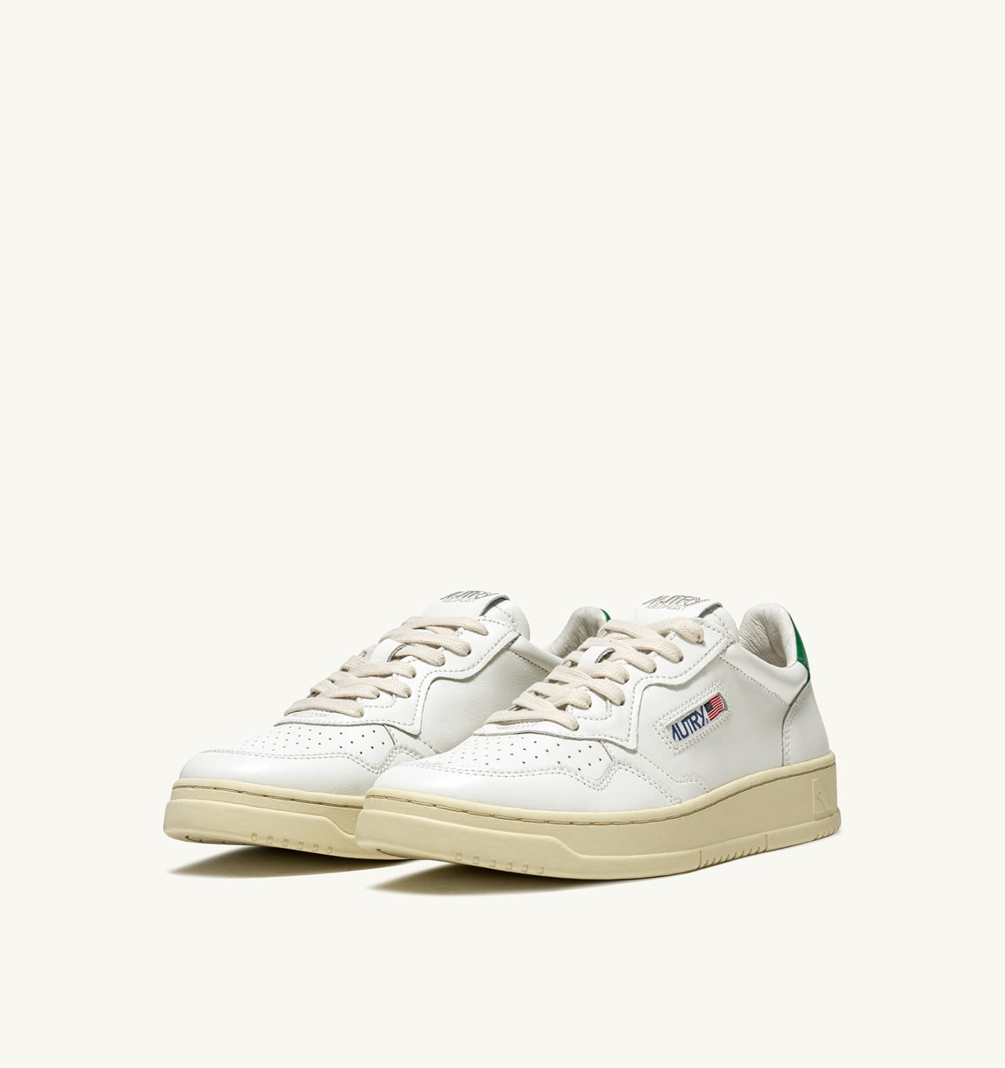 MEDALIST LOW IN PELLE BIANCA E VERDE