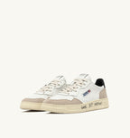 MEDALIST LOW IN SUEDE E PELLE BIANCA E NERA CON LETTERING DONNA