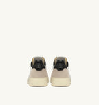 MEDALIST LOW IN SUEDE E PELLE BIANCA E NERA CON LETTERING DONNA