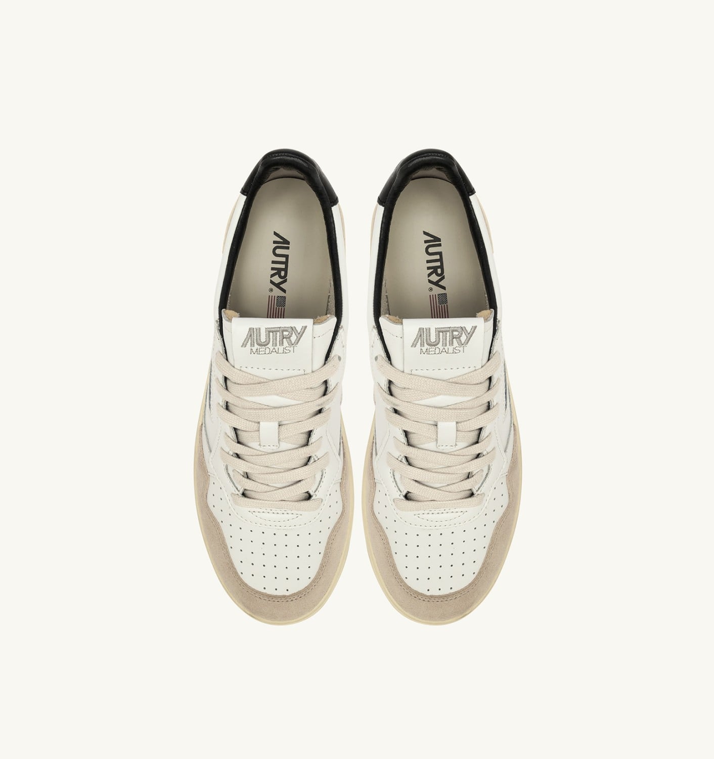 MEDALIST LOW IN SUEDE E PELLE BIANCA E NERA CON LETTERING DONNA