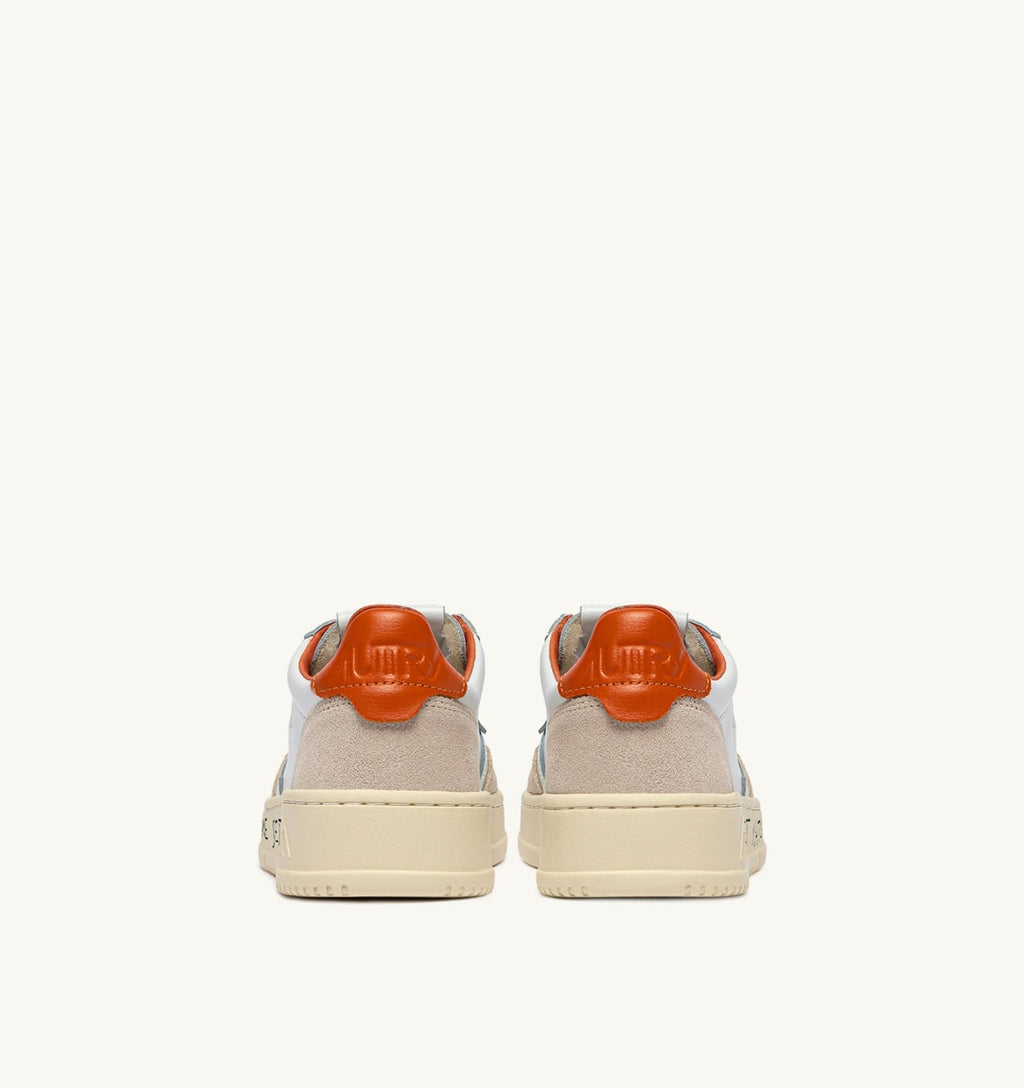 MEDALIST LOW IN PELLE E SUEDE BIANCO E HAWAIIAN SUNSET CON LETTERING UOMO