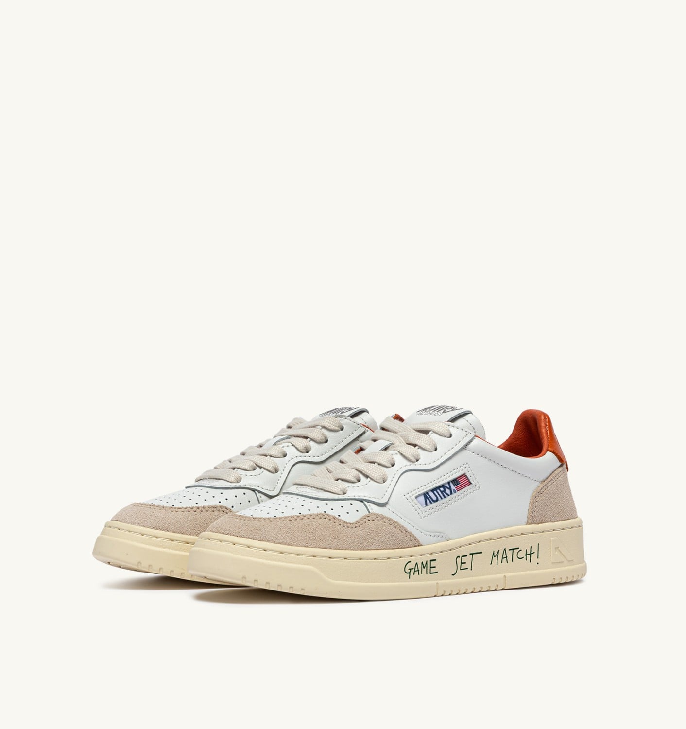 MEDALIST LOW IN PELLE E SUEDE BIANCO E HAWAIIAN SUNSET CON LETTERING DONNA