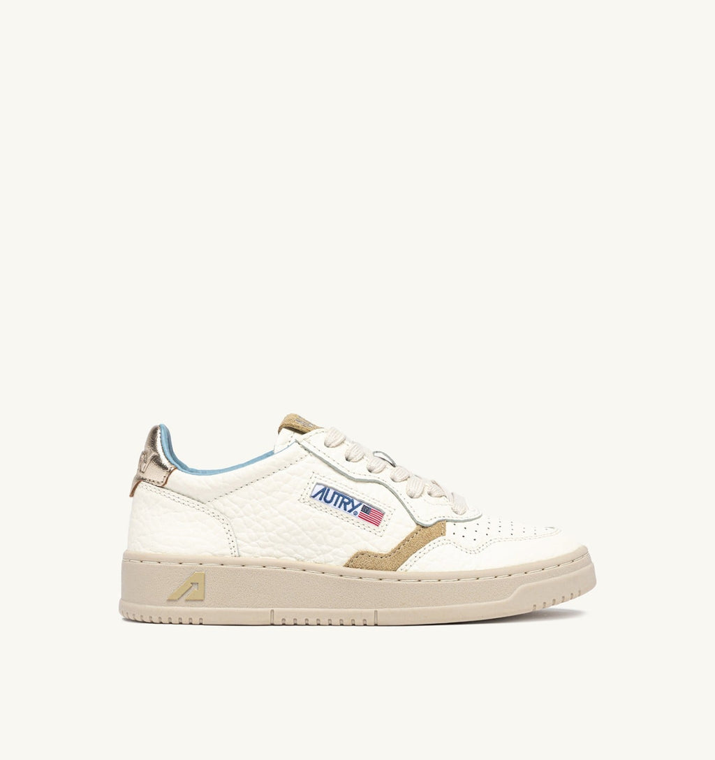 MEDALIST LOW IN PELLE PLATINO E SPONGE