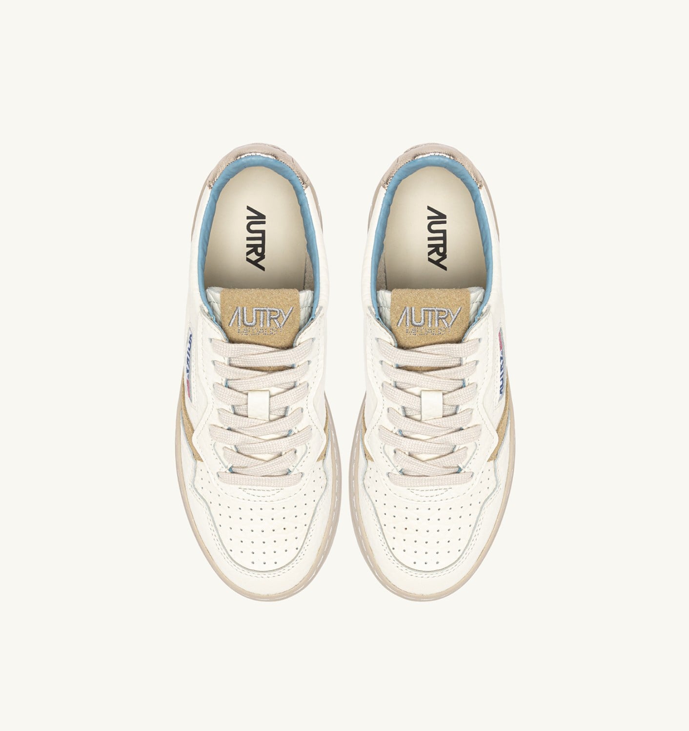 MEDALIST LOW IN PELLE PLATINO E SPONGE
