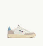 MEDALIST LOW IN SUEDE E PELLE BIANCA E FORGET ME NOT