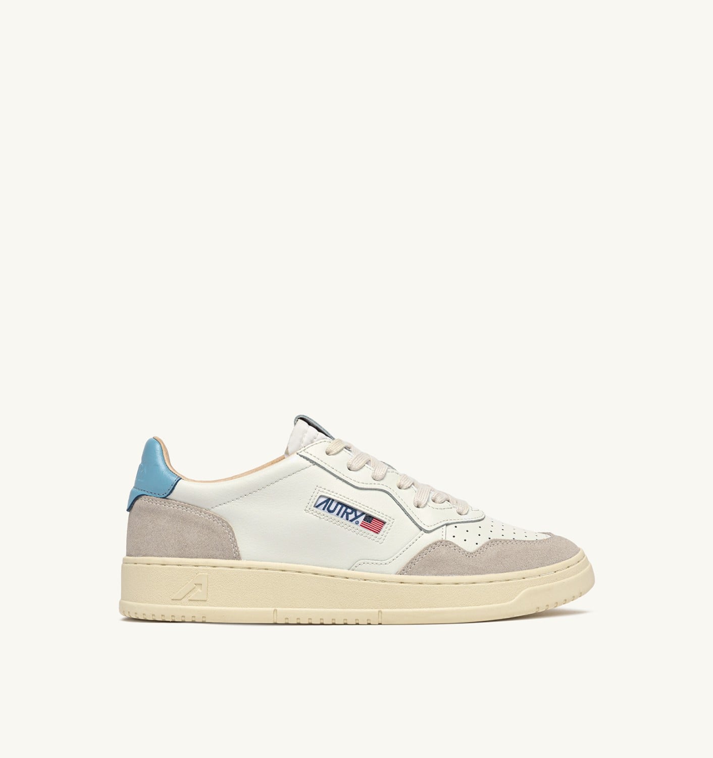 MEDALIST LOW IN SUEDE E PELLE BIANCA E FORGET ME NOT
