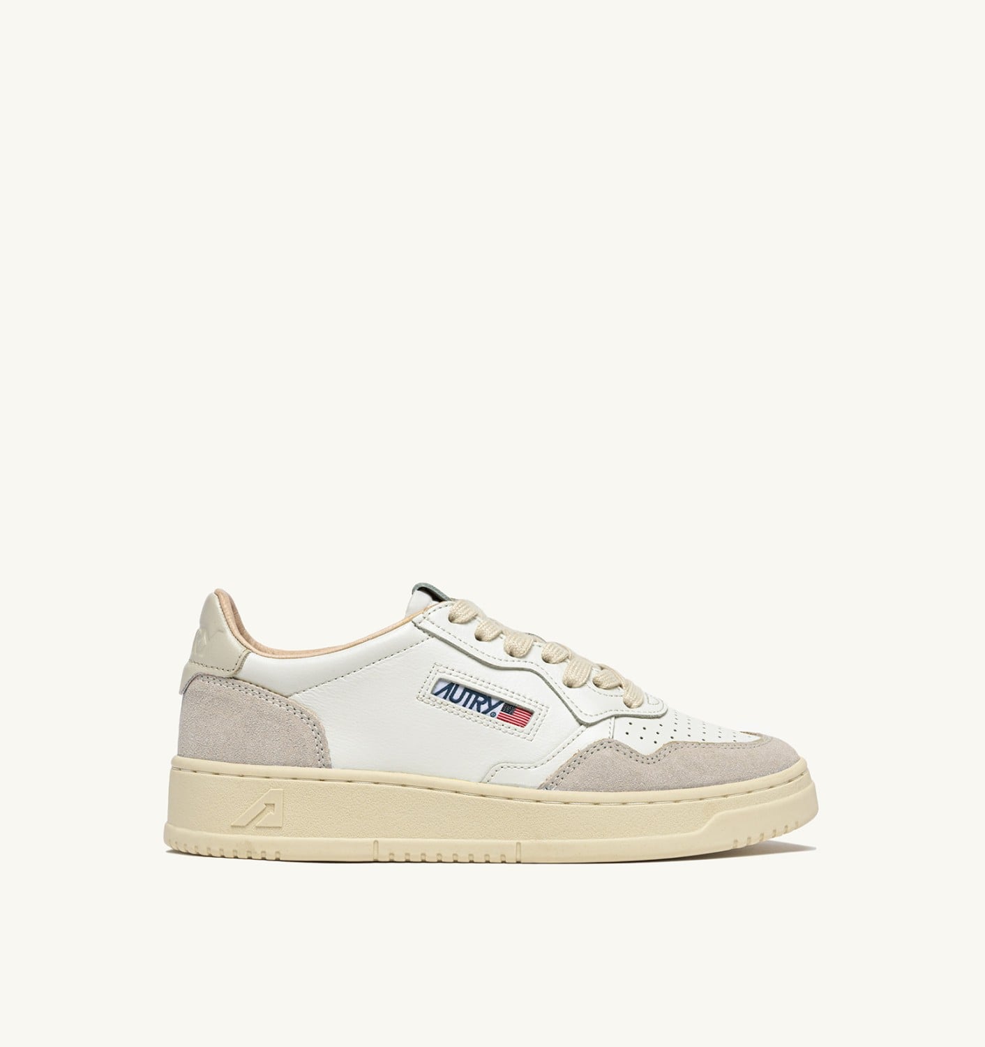 MEDALIST LOW IN SUEDE E PELLE BIANCA E PELICAN