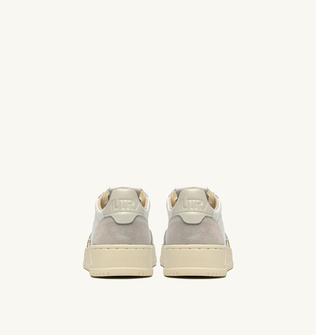 MEDALIST LOW IN SUEDE E PELLE BIANCA E PELICAN