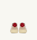 MEDALIST LOW IN SUEDE E PELLE BIANCA E ROSSA CON LETTERING DONNA