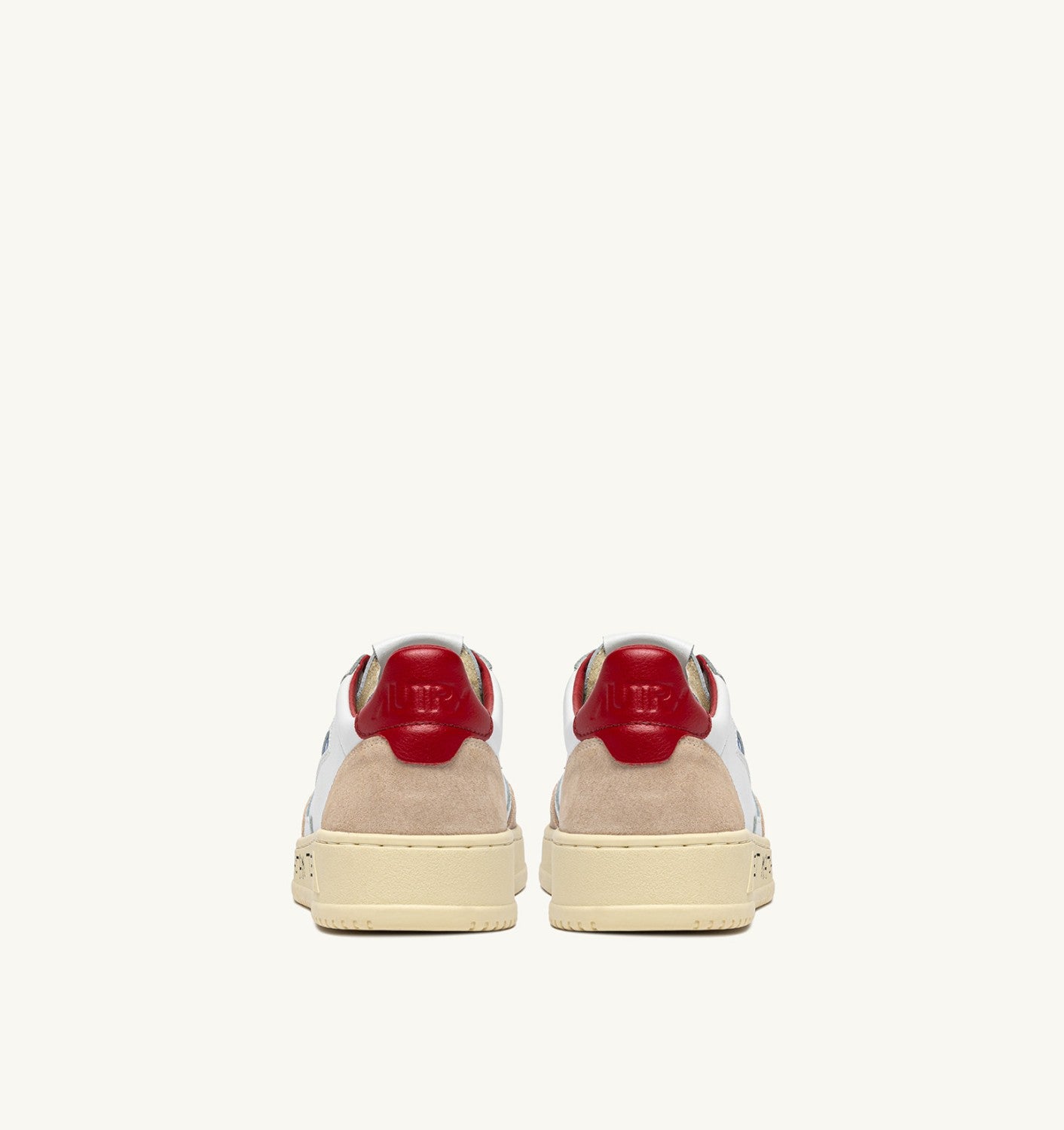MEDALIST LOW IN SUEDE E PELLE BIANCA E ROSSA CON LETTERING DONNA
