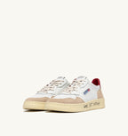 MEDALIST LOW IN SUEDE E PELLE BIANCA E ROSSA CON LETTERING UOMO