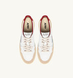 MEDALIST LOW IN SUEDE E PELLE BIANCA E ROSSA CON LETTERING UOMO