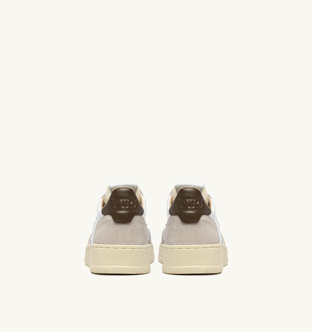 MEDALIST LOW IN SUEDE E PELLE BIANCA E TEAK DONNA