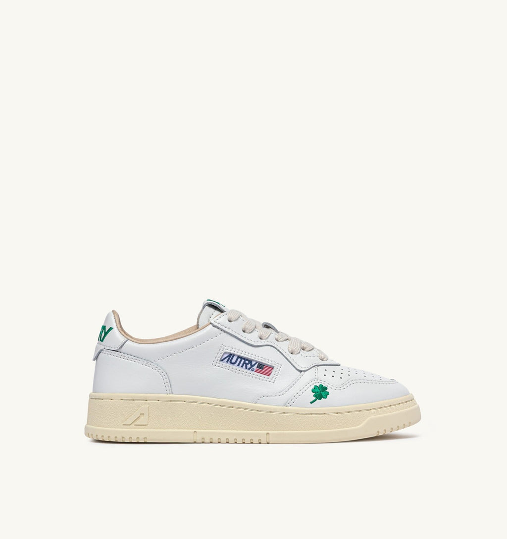 MEDALIST LOW 'QUADRIFOGLIO' IN PELLE BIANCA E AMAZON DONNA