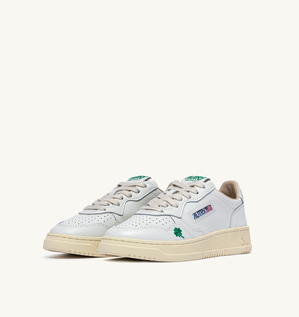 MEDALIST LOW 'QUADRIFOGLIO' IN PELLE BIANCA E AMAZON DONNA