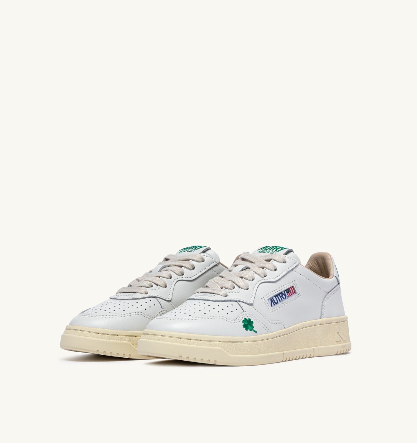 MEDALIST LOW 'QUADRIFOGLIO' IN PELLE BIANCA E AMAZON DONNA