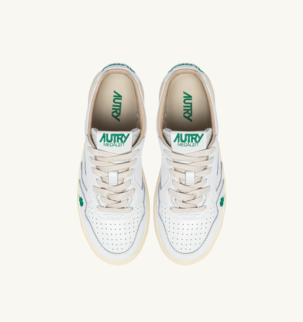 MEDALIST LOW 'QUADRIFOGLIO' IN PELLE BIANCA E AMAZON DONNA