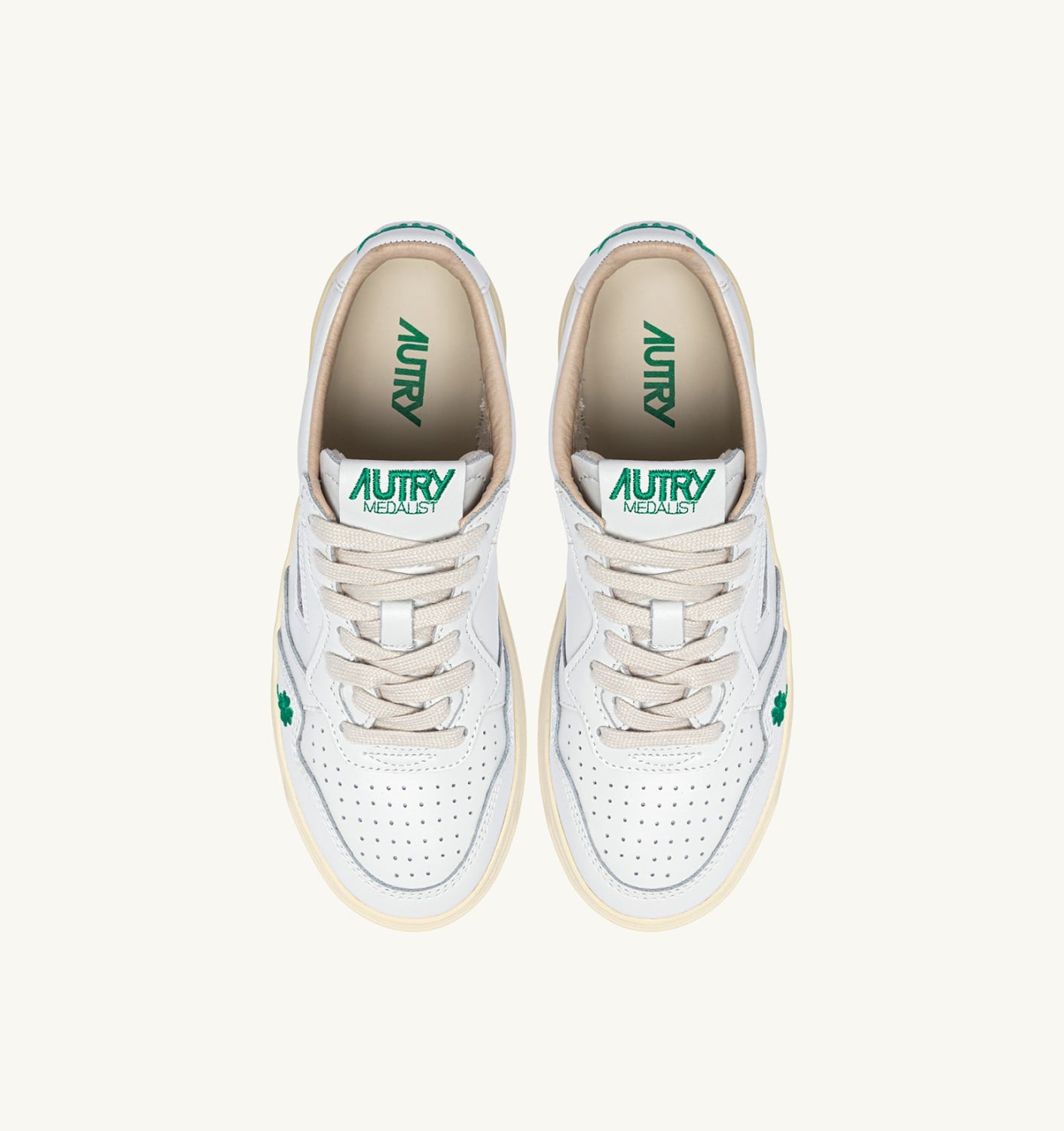 MEDALIST LOW 'QUADRIFOGLIO' IN PELLE BIANCA E AMAZON DONNA