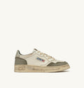MEDALIST LOW SUPER VINTAGE IN PELLE BIANCA E ARGENTO E SUEDE LIZARD