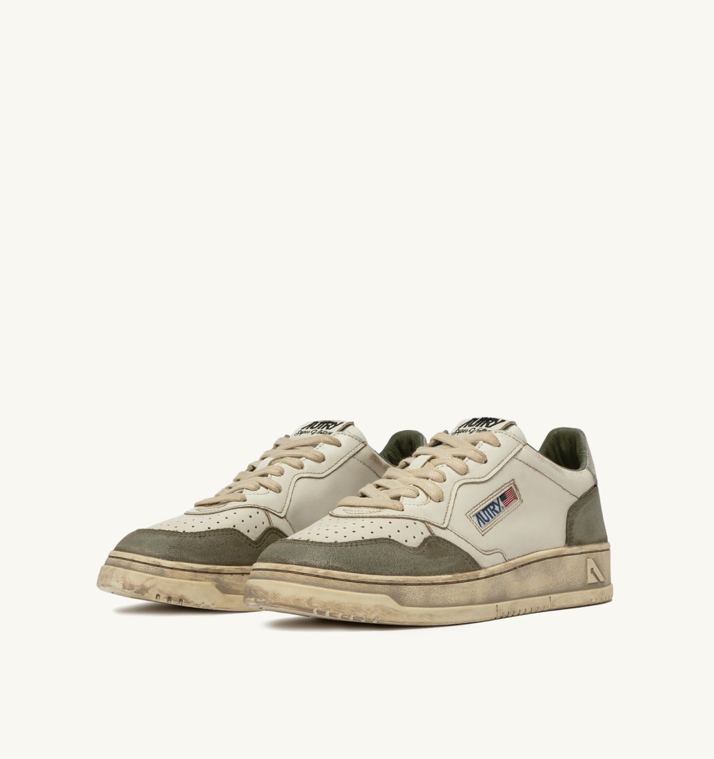MEDALIST LOW SUPER VINTAGE IN PELLE BIANCA E ARGENTO E SUEDE LIZARD