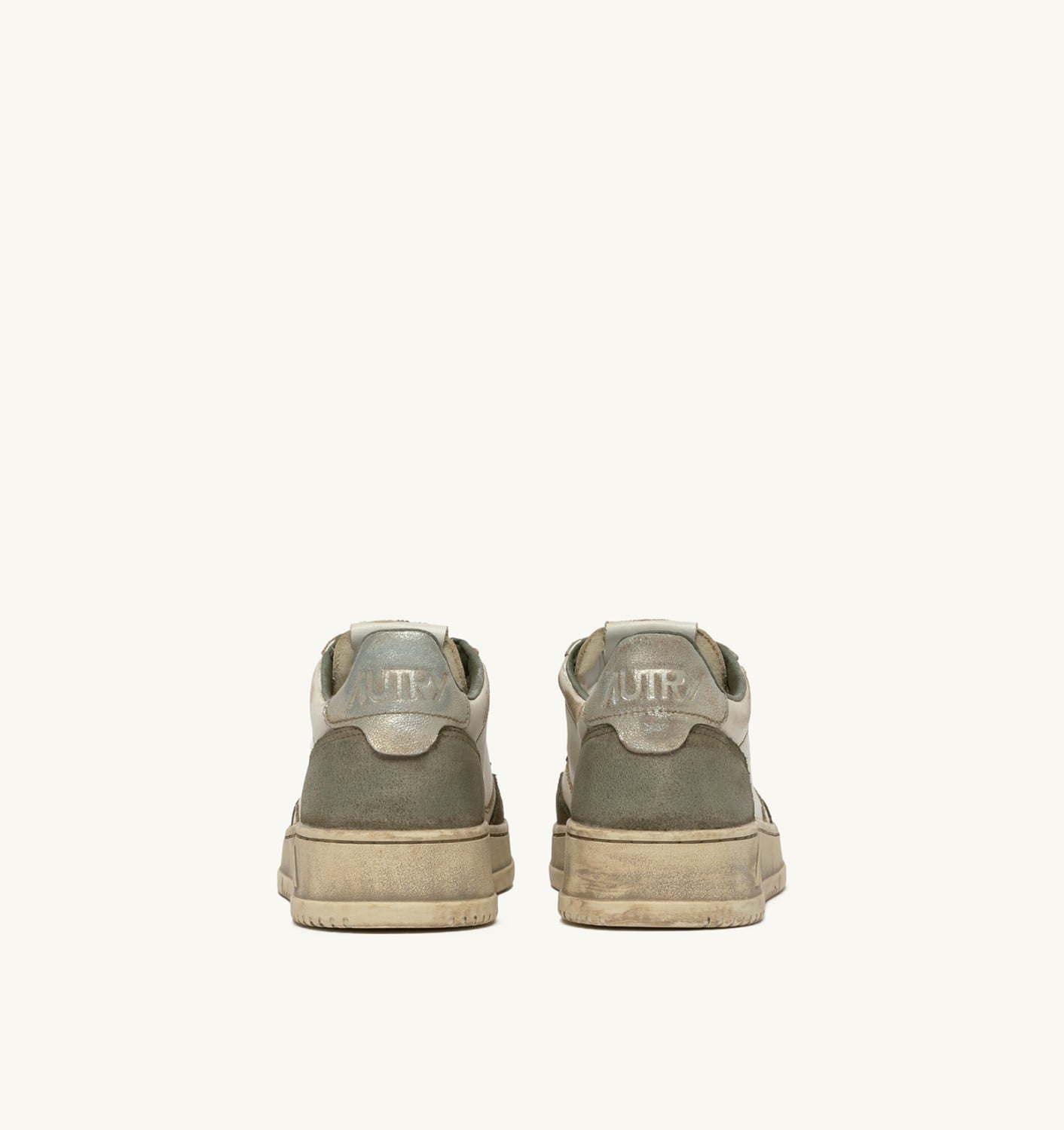 MEDALIST LOW SUPER VINTAGE IN PELLE BIANCA E ARGENTO E SUEDE LIZARD