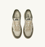 MEDALIST LOW SUPER VINTAGE IN PELLE BIANCA E ARGENTO E SUEDE LIZARD