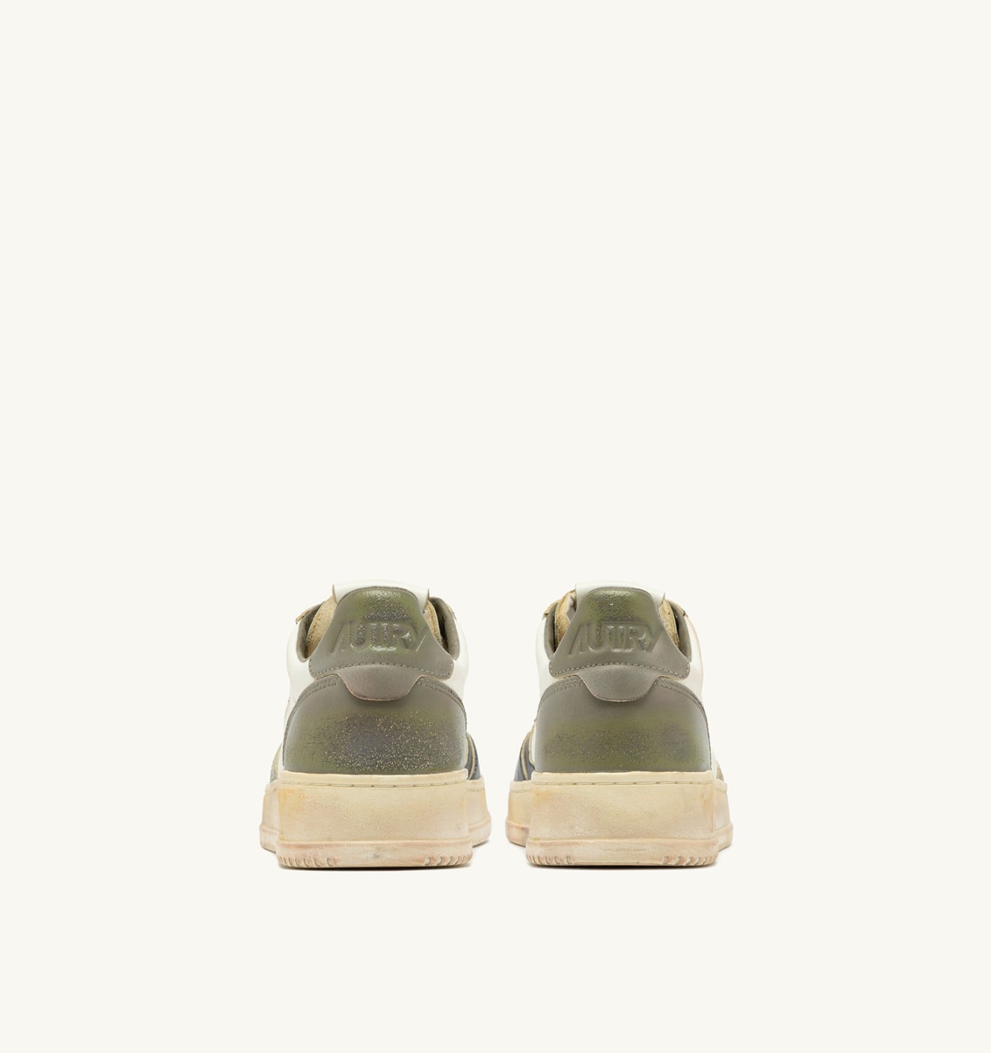 MEDALIST LOW SUPER VINTAGE IN PELLE BIANCA NERA E COVERT GREEN