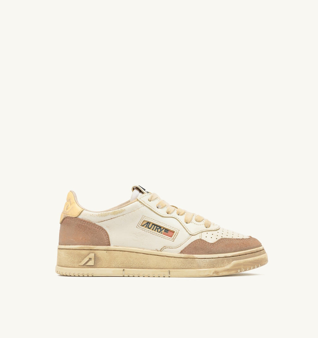 MEDALIST LOW SUPER VINTAGE IN PELLE E SUEDE BIANCO E PHARD